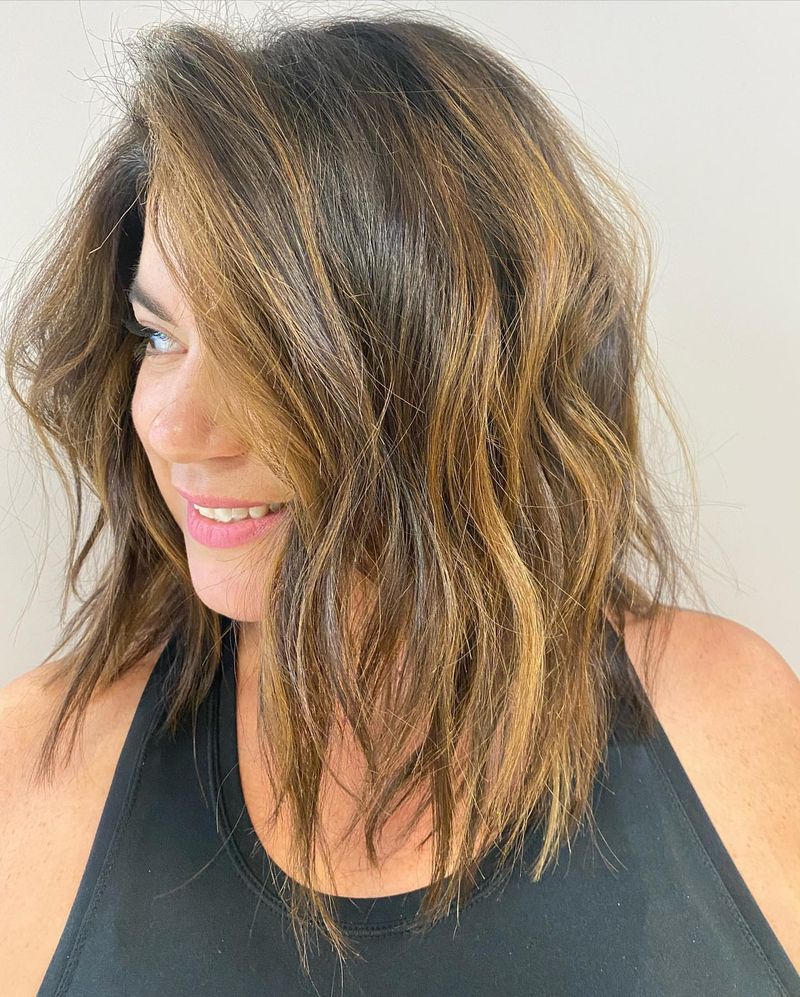 37. Caramel-Kissed Shoulder-Length Bob
