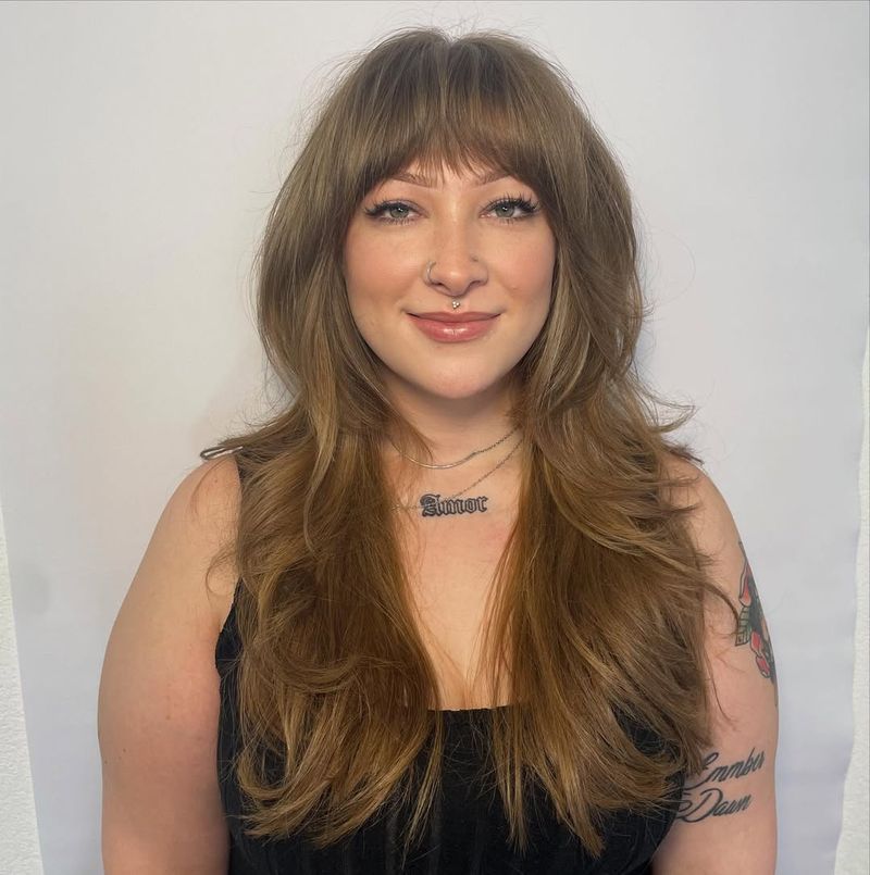 58. Caramel Shag with Full Bangs
