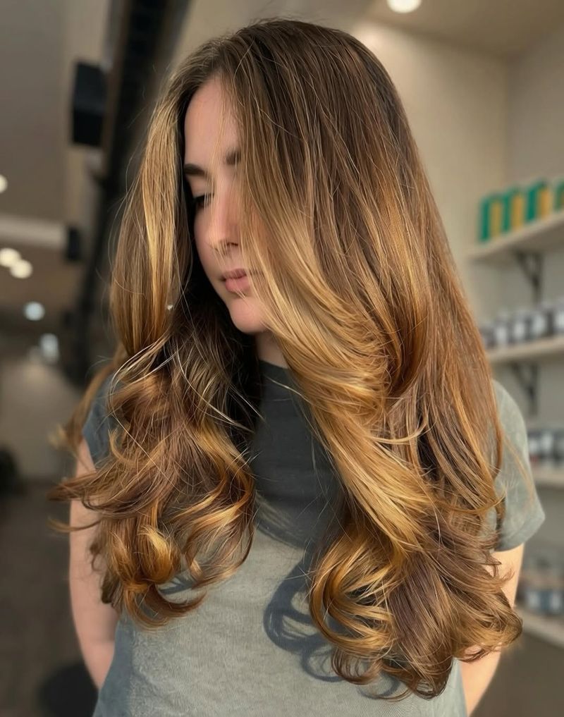 3. Caramel Waterfall Cascade with Inward Blowout Ends