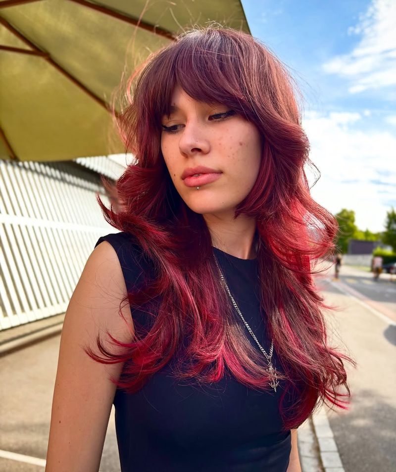 46. Cherry Red Layered Shag