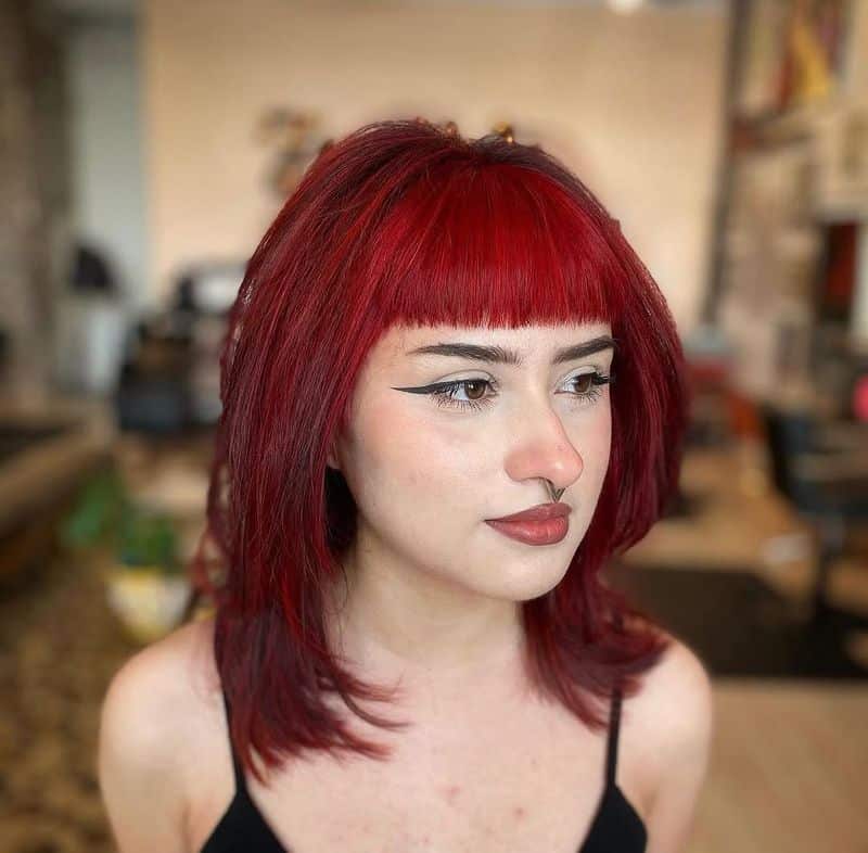 23. Cherry Red Shag with Micro Bangs