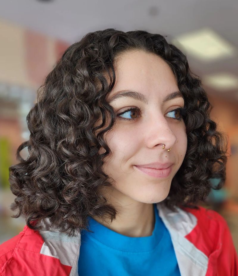 49. Chestnut Brown Ringlets with Center Part