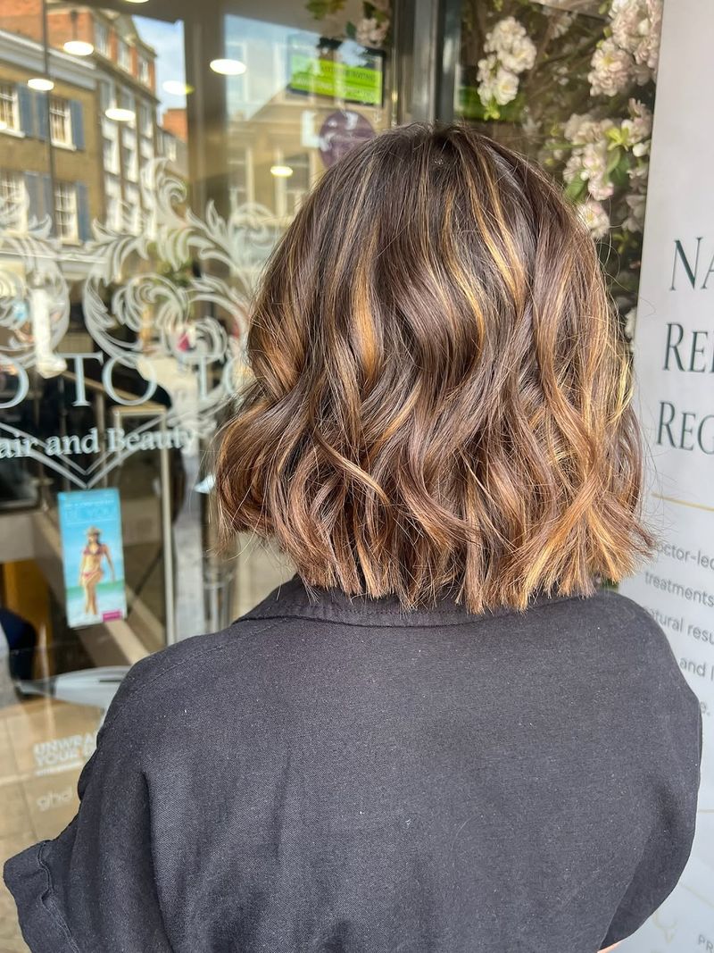 36. Chestnut and Caramel Dimensional Bob