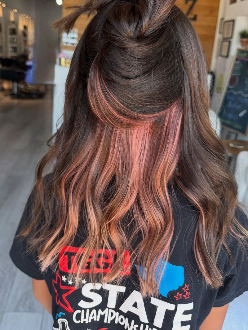 26. Chocolate Brown with Pastel Pink Peekaboo Highlights