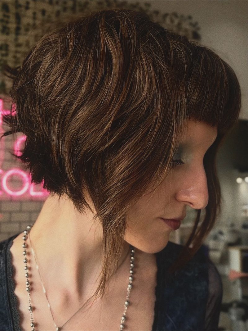 44. Choppy Stacked Wedge with Micro Bangs