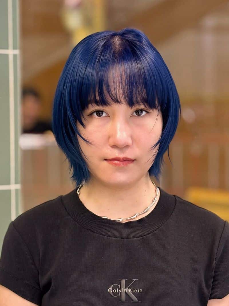 8. Cobalt Blue Bob with Soft Fringe