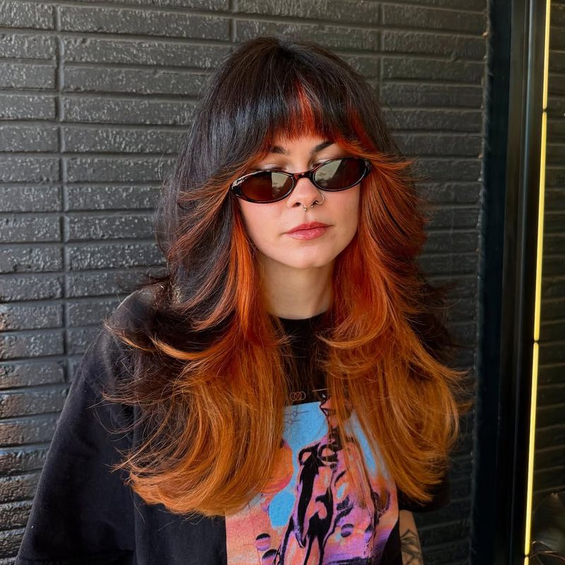 59. Copper Accent Shag with Heavy Bangs