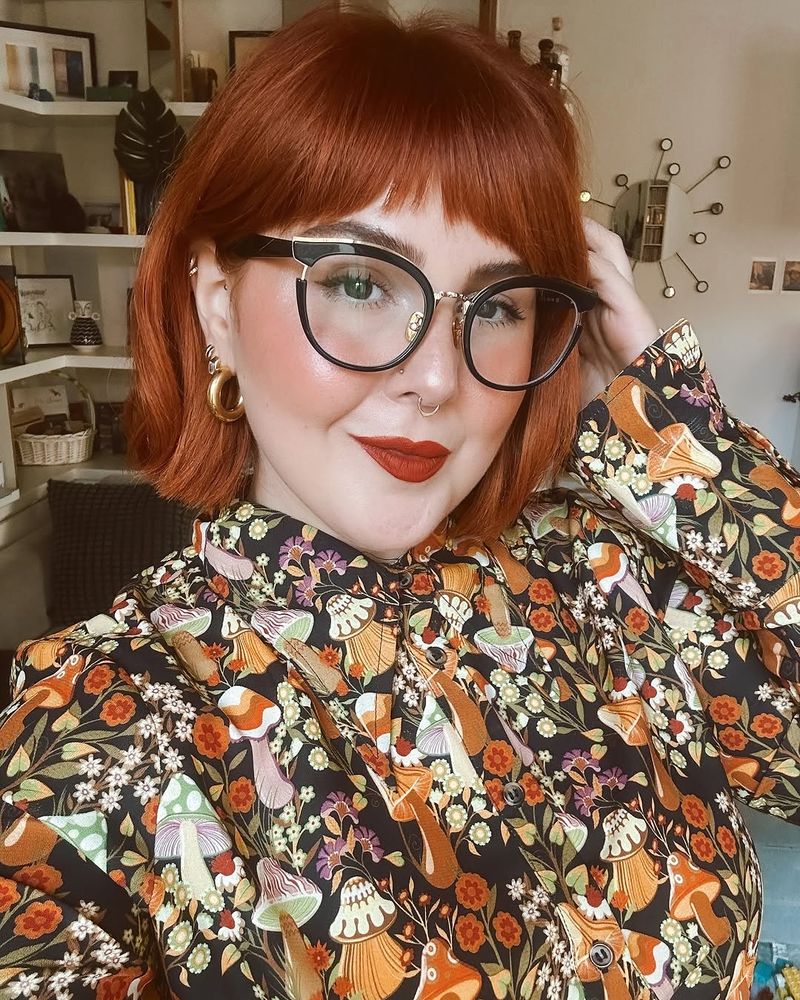 47. Copper Bob with Brow-Skimming Bangs
