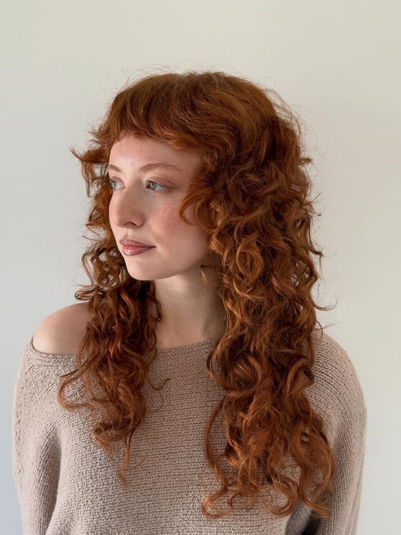 41. Copper Curl Shag with Micro Bangs