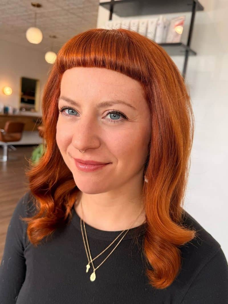 4. Copper Lob with Blunt Micro Bangs