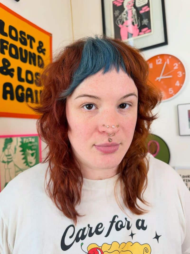 37. Copper Shag with Blue Micro Bangs