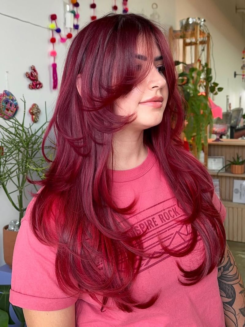 25. Crimson Butterfly Layers with Rounded Fringe