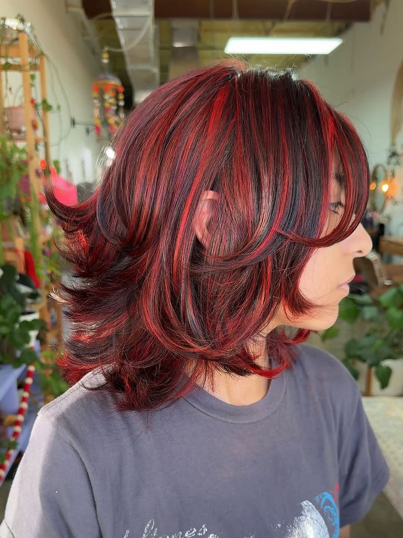 21. Crimson Highlighted Wolf Cut