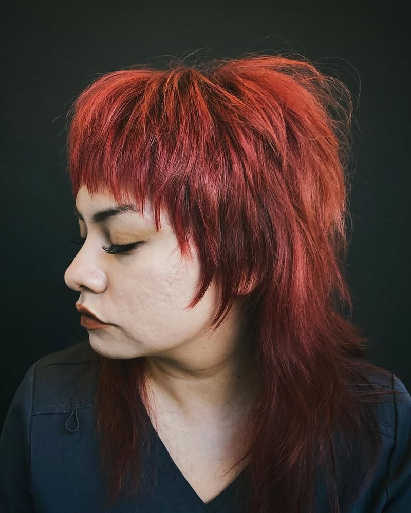 17. Crimson Shag with Baby Bangs