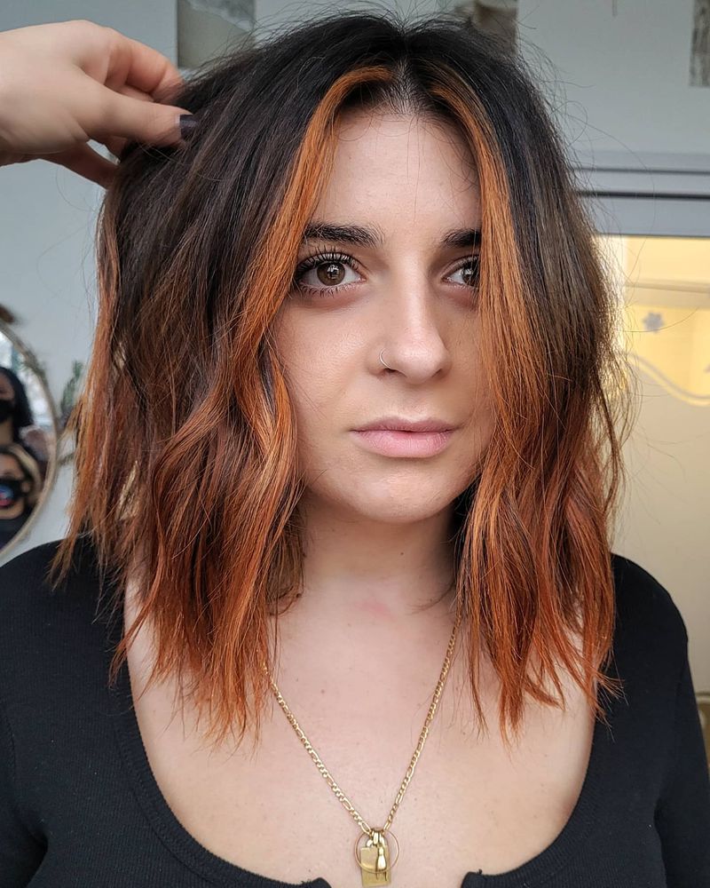 31. Dark Bob with Bright Copper Money Pieces