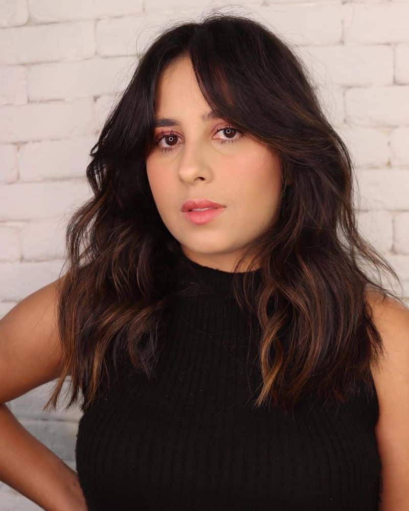31. Dark Chocolate Waves with Soft Curtain Fringe