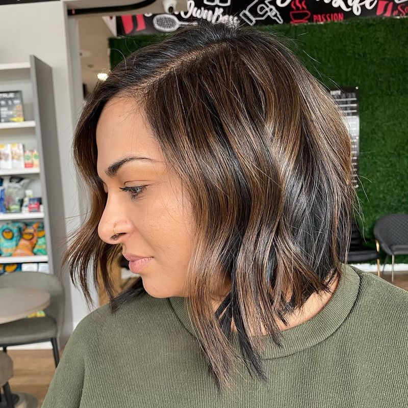 27. Dark Chocolate and Caramel Angled Bob