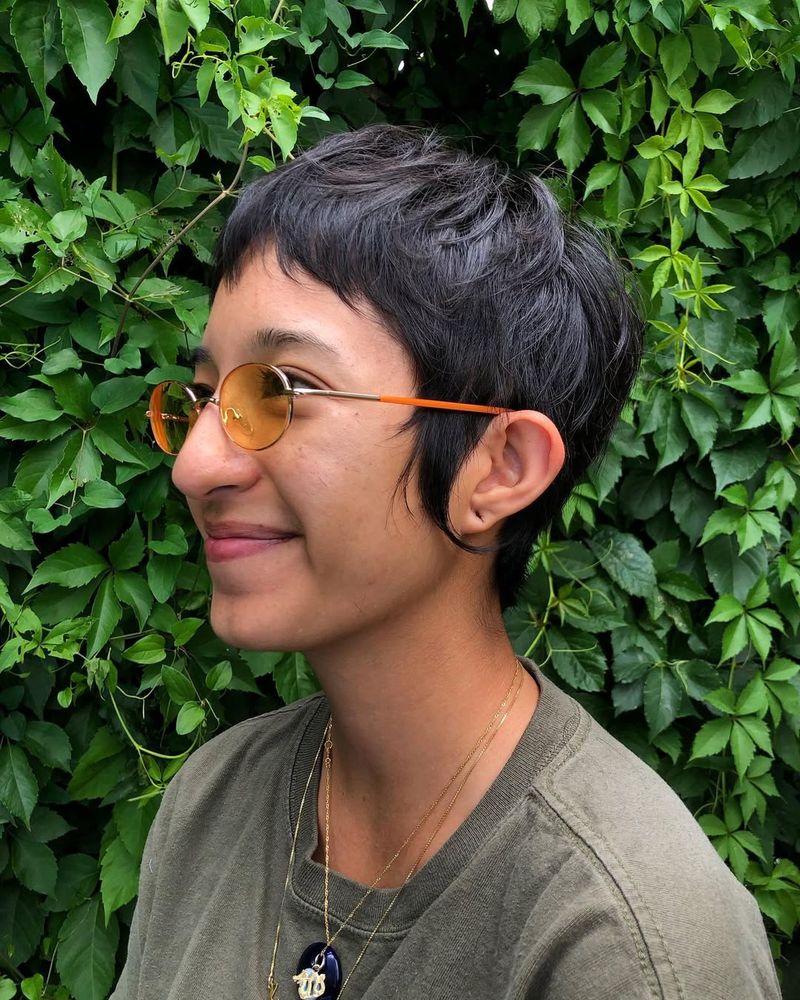 11. Dark Cropped Pixie with Piecey Fringe