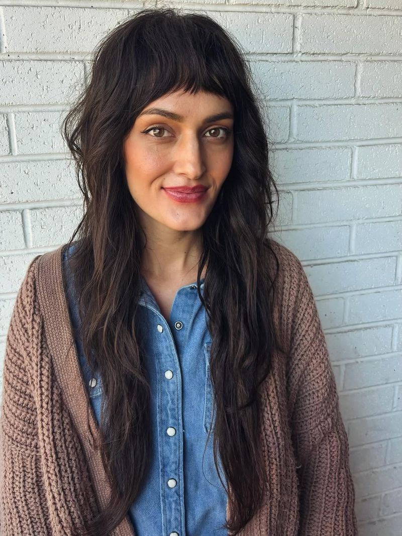6. Dark Espresso Shag with Micro Bangs