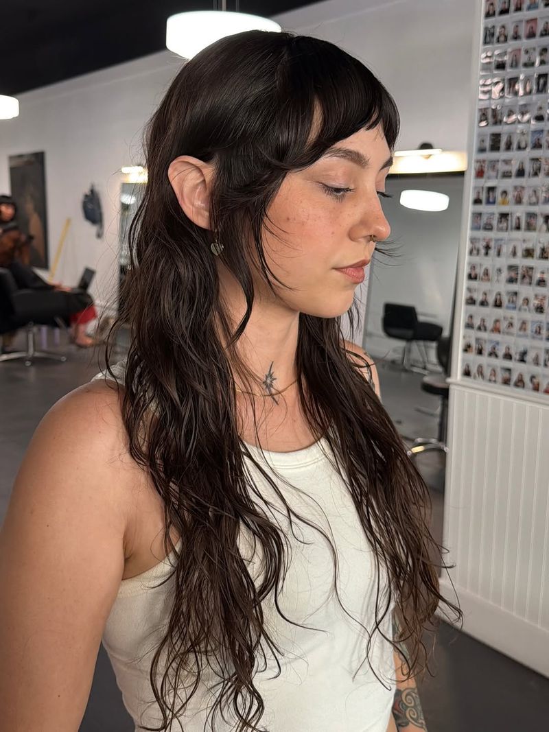 8. Dark Espresso Shag with Micro Bangs