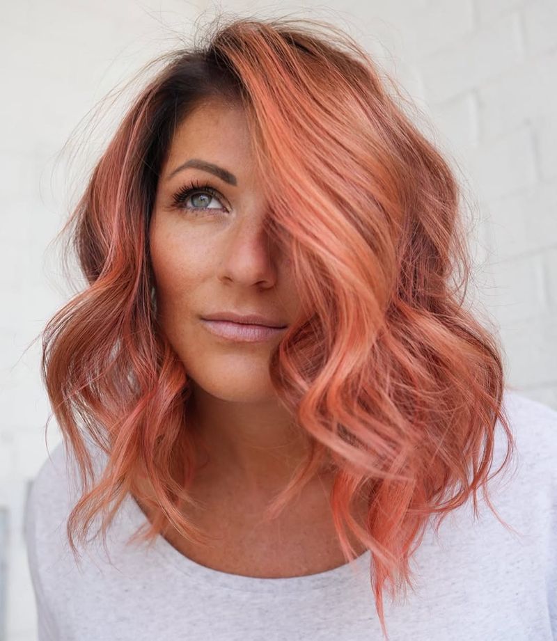 34. Dark Root Melt Peach Lob