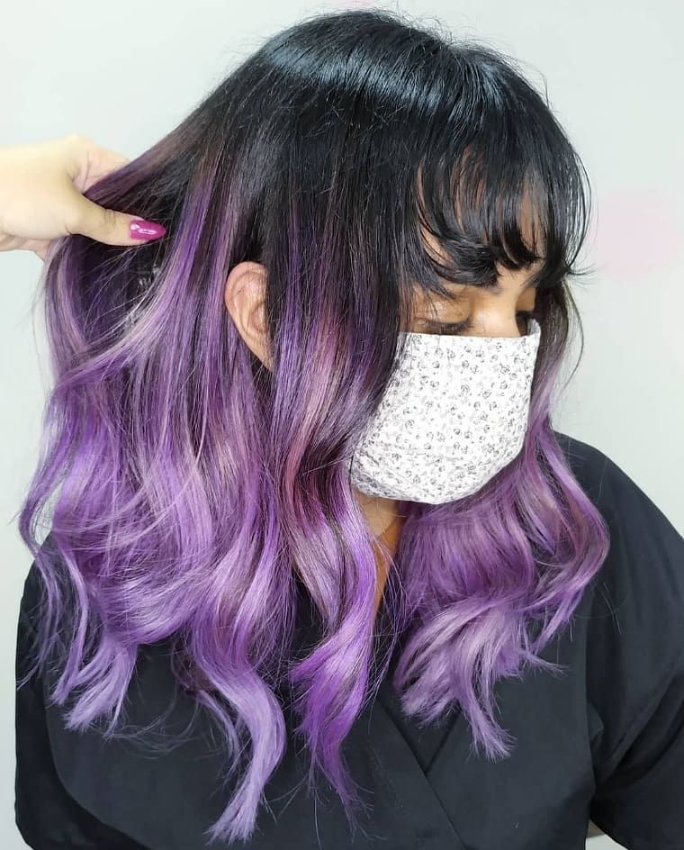 11. Dark Roots and Lavender Peeking Layers
