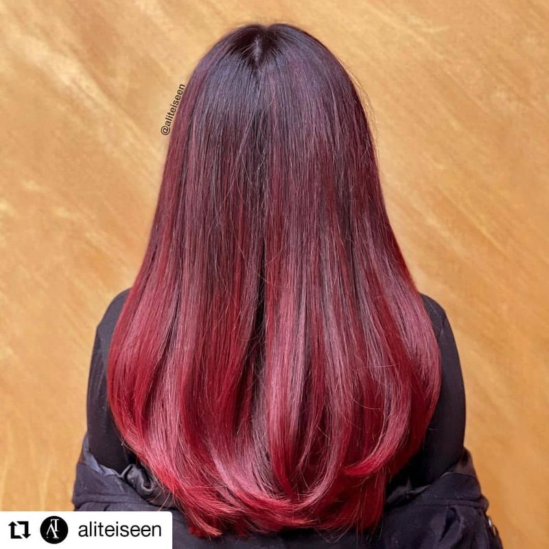 19. Dark Roots to Bright Berry Dip Dye