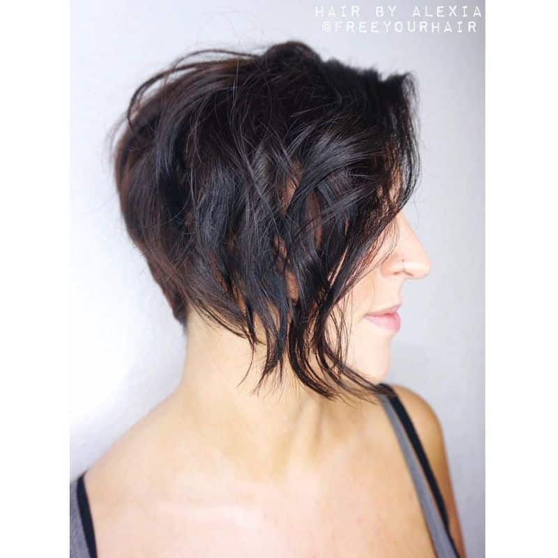17. Dark Stacked Pixie Bob with Asymmetrical Waves