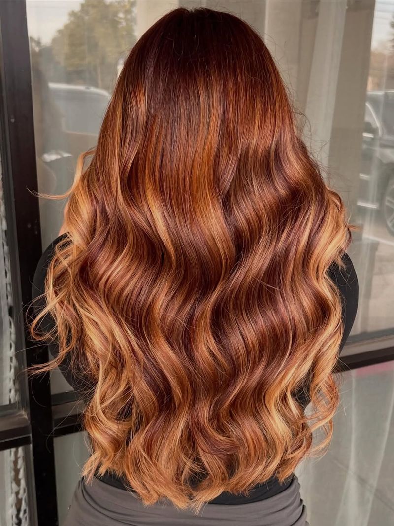 25. Deep Amber Waves with Honey Highlights