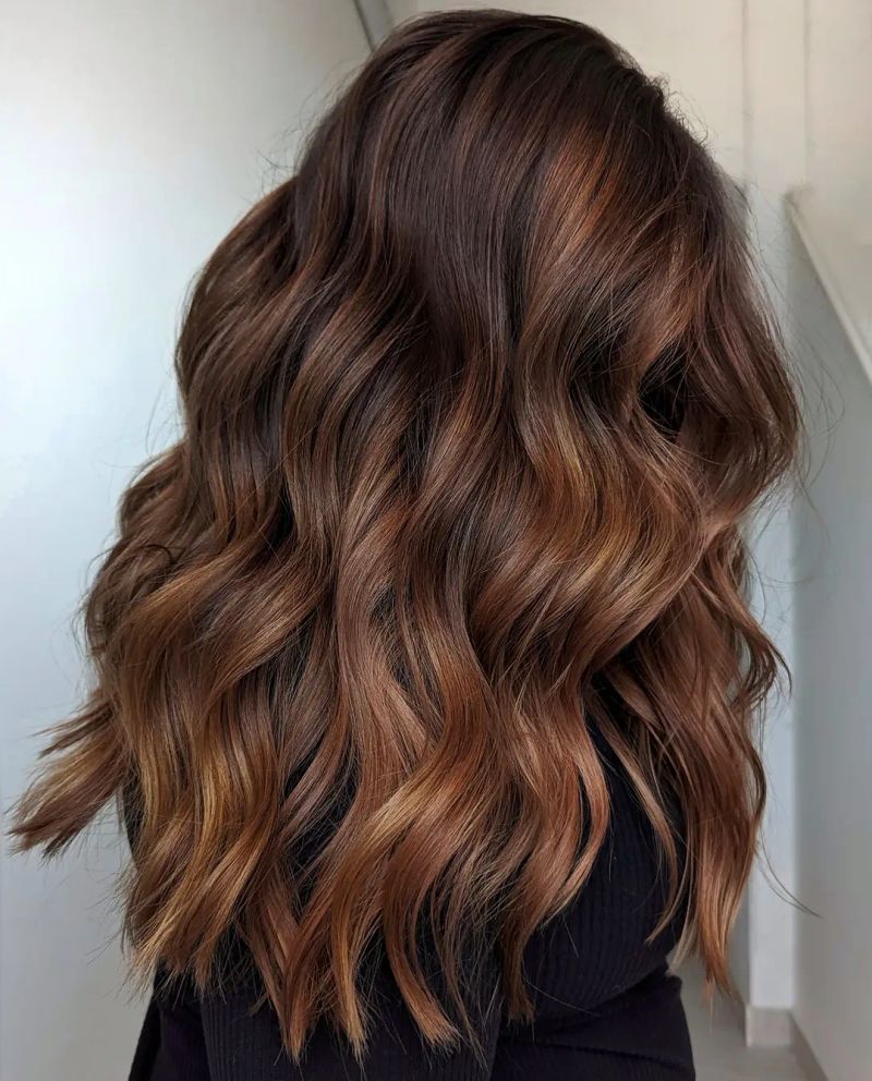 45. Deep Auburn Waves with Cinnamon Highlights