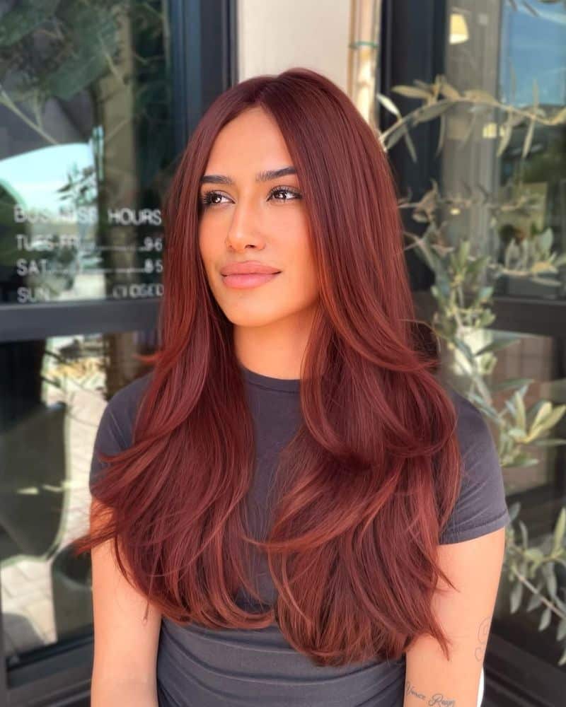 14. Deep Auburn with Long Butterfly Layers