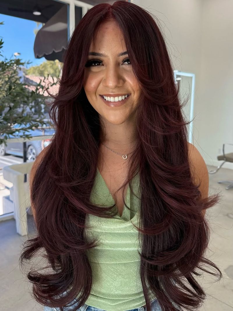 5. Deep Burgundy Blowout Layers