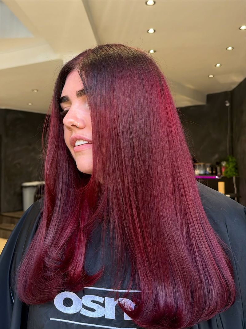 32. Deep Burgundy Layers with Dark Roots