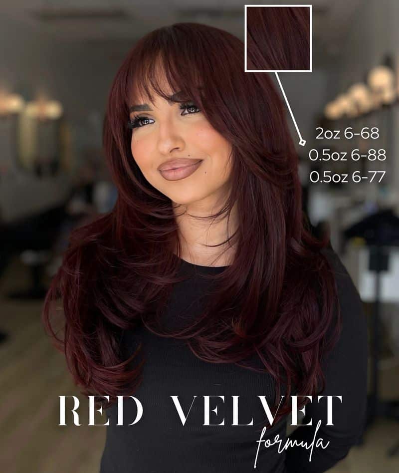 21. Deep Burgundy Layers with Soft Fringe