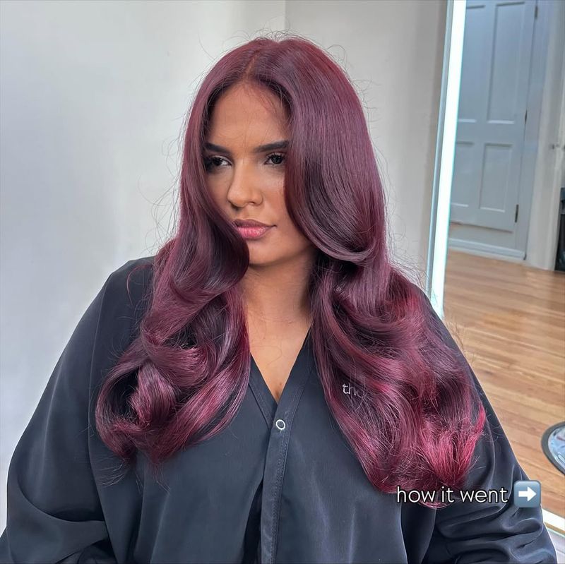 8. Deep Burgundy Velvet Waves