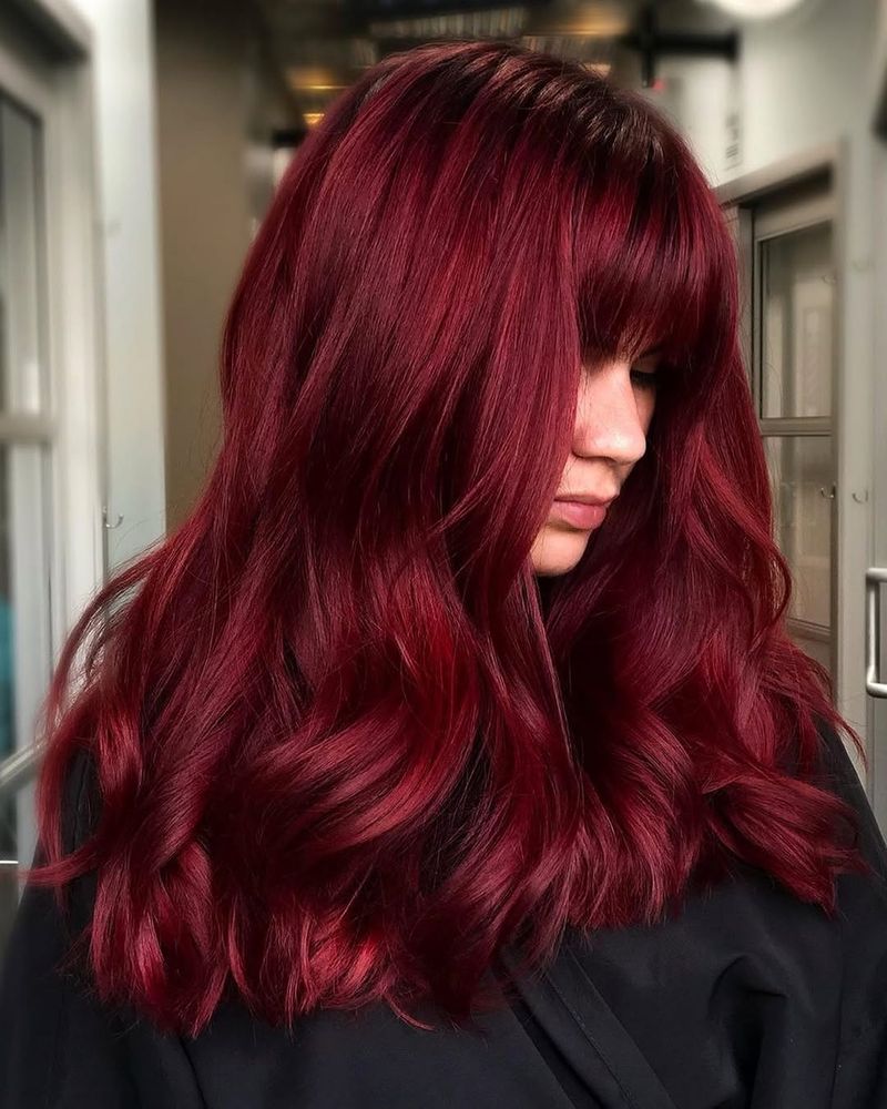 63. Deep Burgundy with Full Bangs