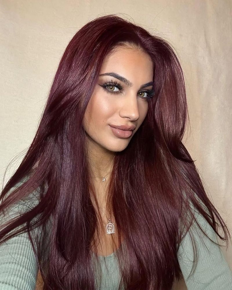 3. Deep Burgundy with Voluminous Layers