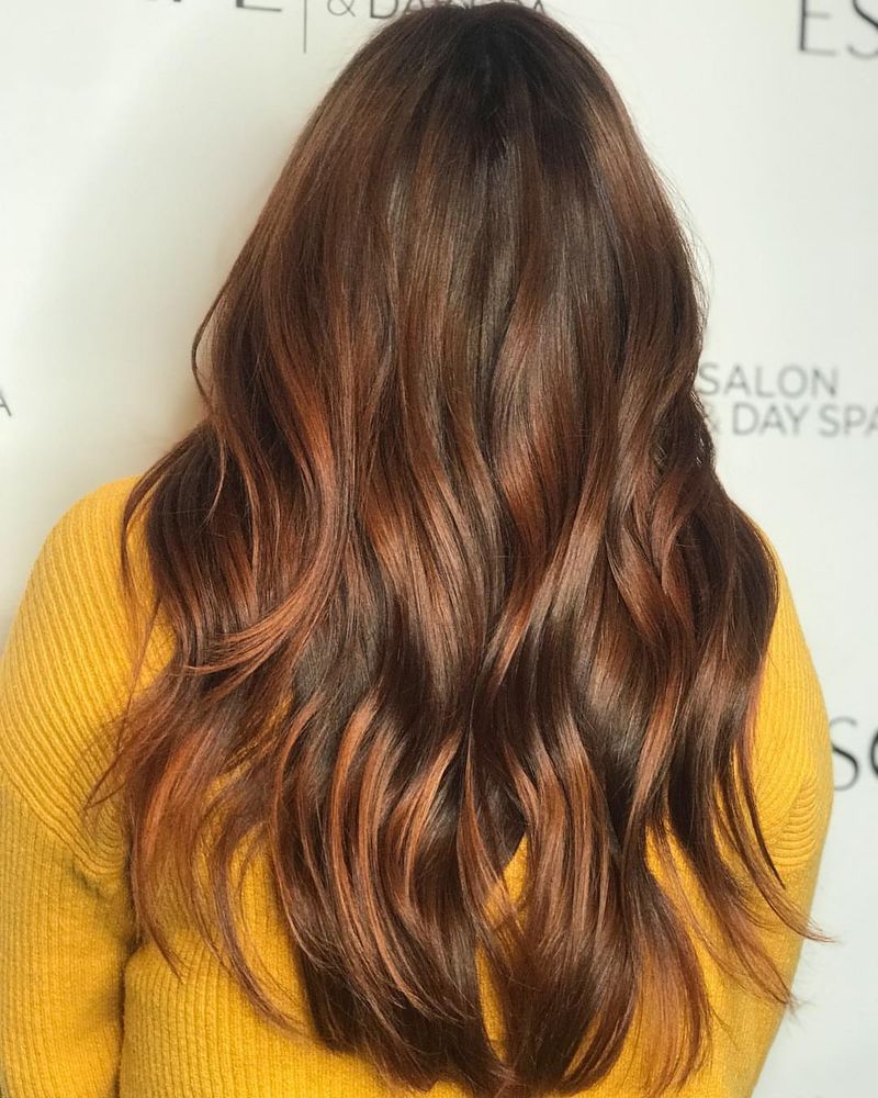 18. Deep Chestnut and Strawberry Balayage
