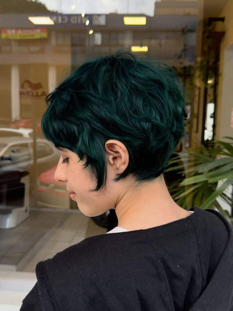 8. Deep Emerald Pixie with Piecey Fringe