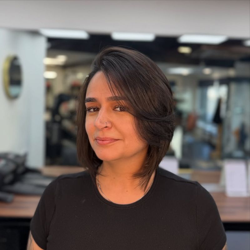 42. Deep Espresso Side-Swept Bob