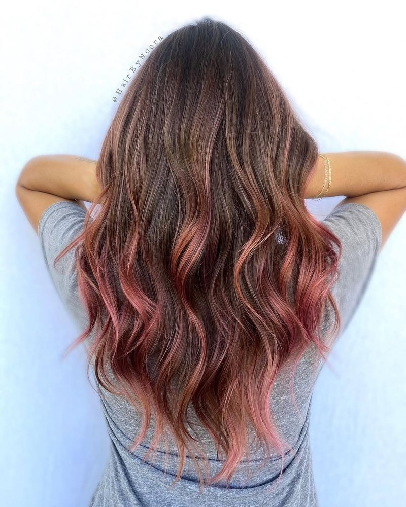 30. Deep Espresso and Rose Gold Dip Dye