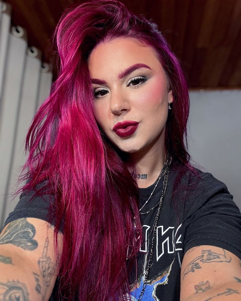 44. Deep Magenta Volume with Matching Brows