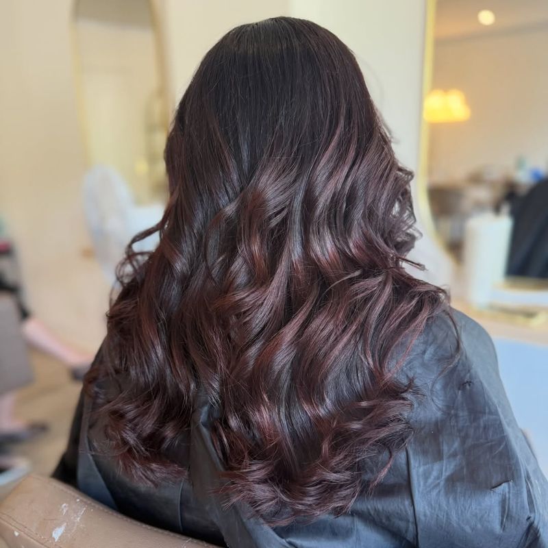 28. Deep Mahogany Waves with Plum Highlights