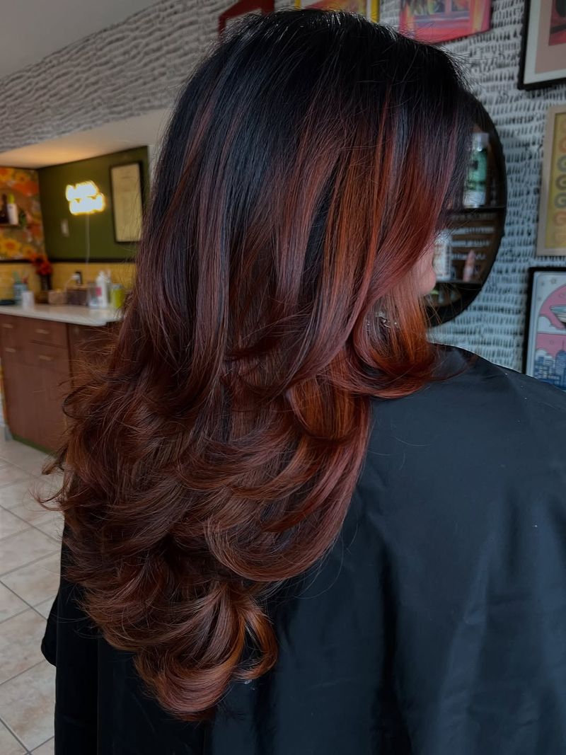 48. Deep Mahogany and Bright Copper Cascade