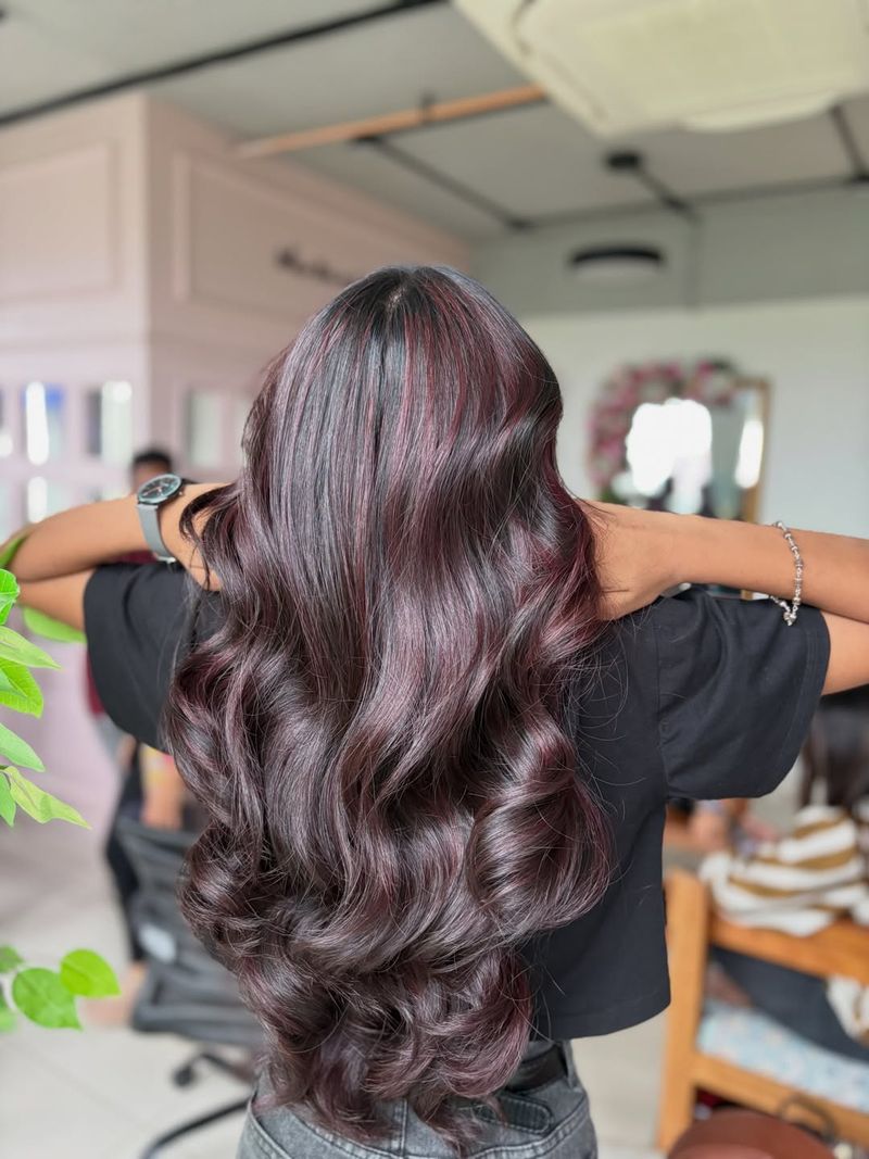 9. Deep Merlot Waves with Subtle Highlights