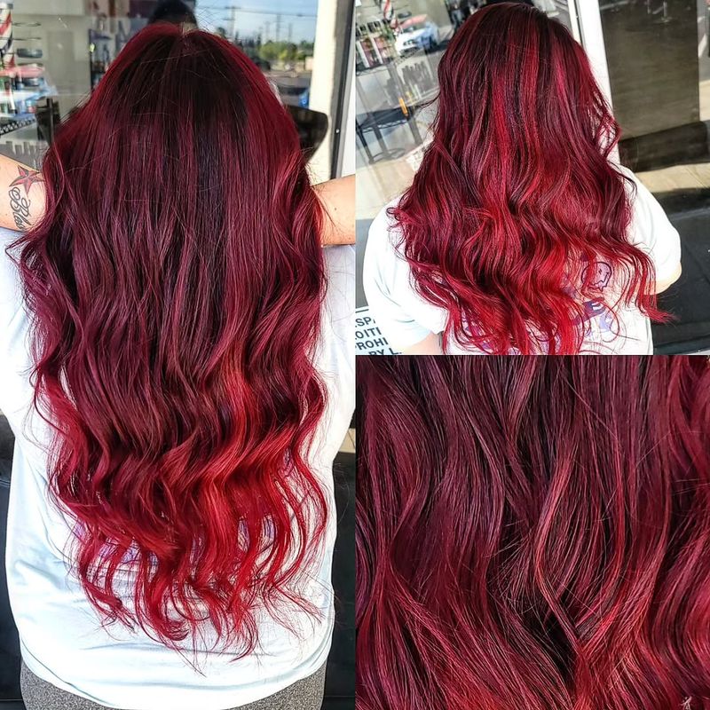 4. Deep Merlot and Bright Cherry Waves