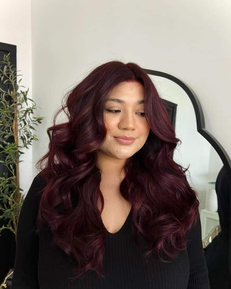 11. Deep Plum Blowout Waves