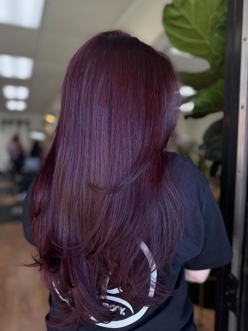 13. Deep Plum Layered Waves