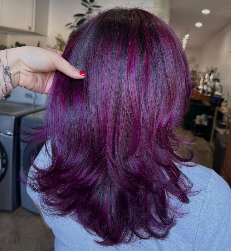 3. Deep Plum Layers with Magenta Highlights