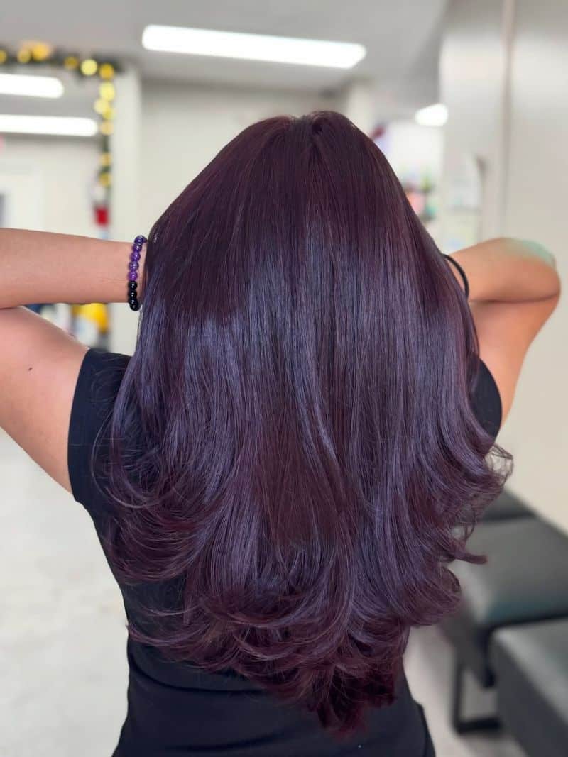 23. Deep Plum Layers with Rounded Ends